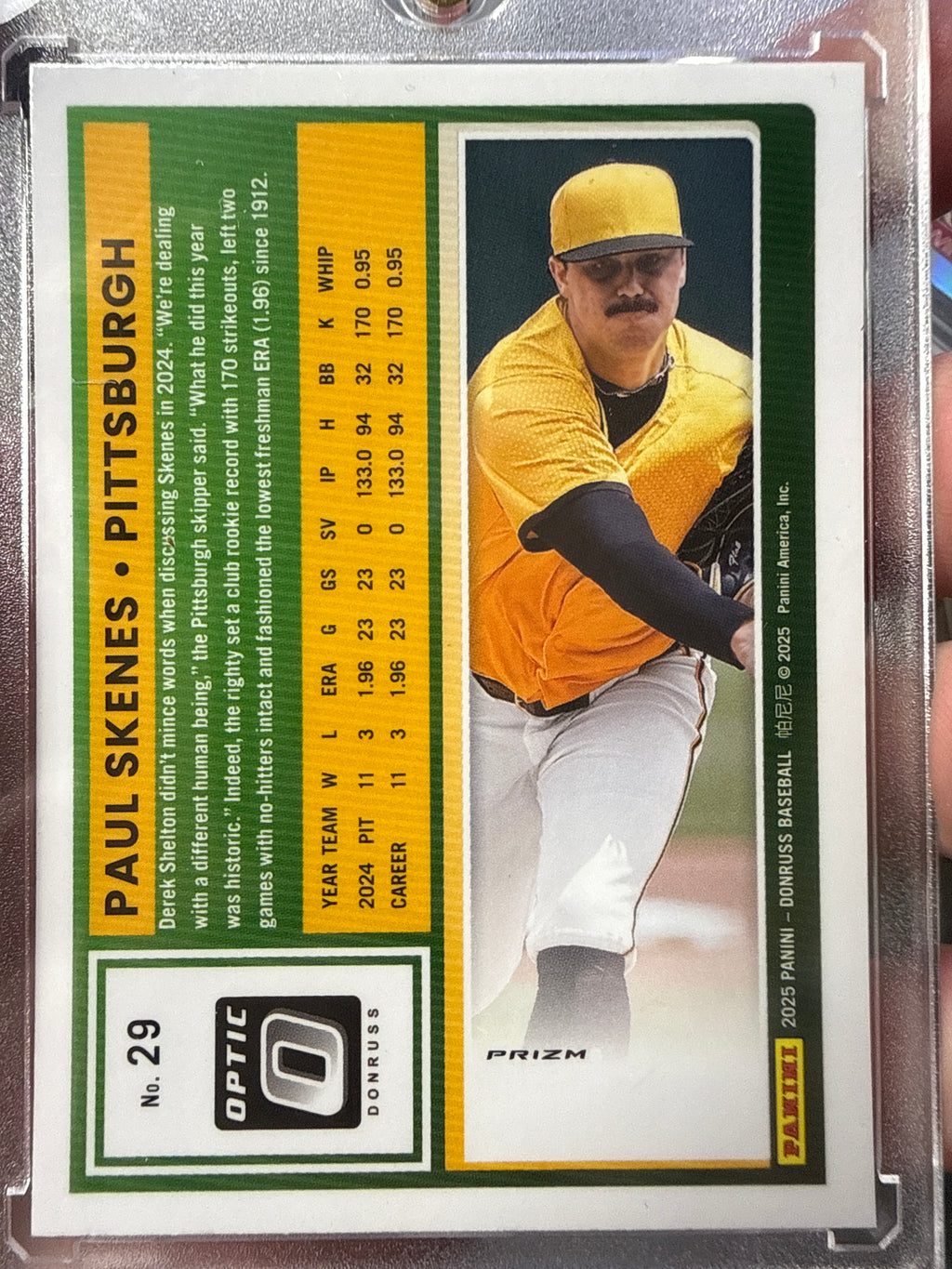 2025 Panini Donruss #29 Paul Skenes Black Optic Prizm