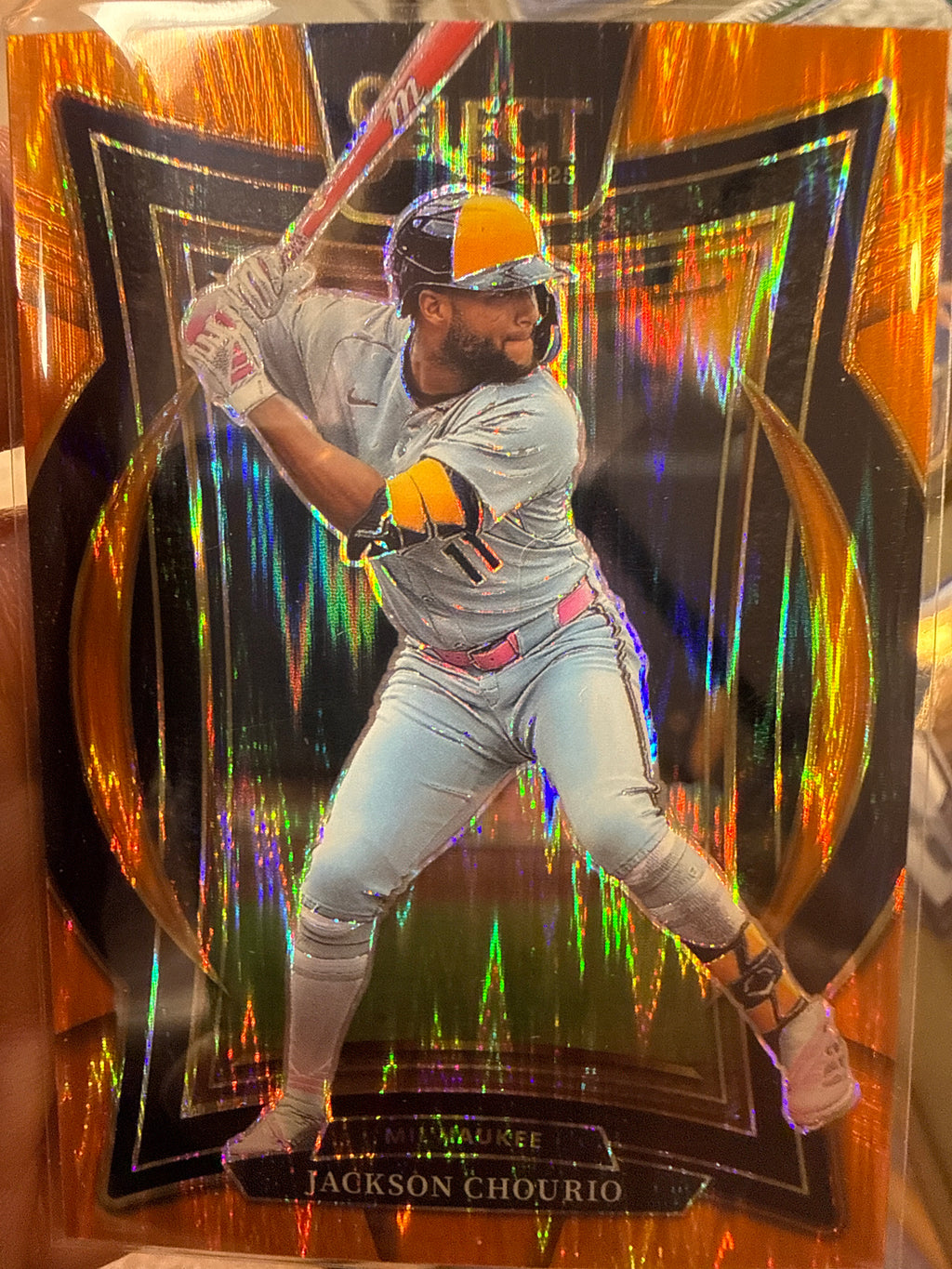 2025 Jackson Chourio #90 Orange Flash Parallel - Milwaukee Brewers
