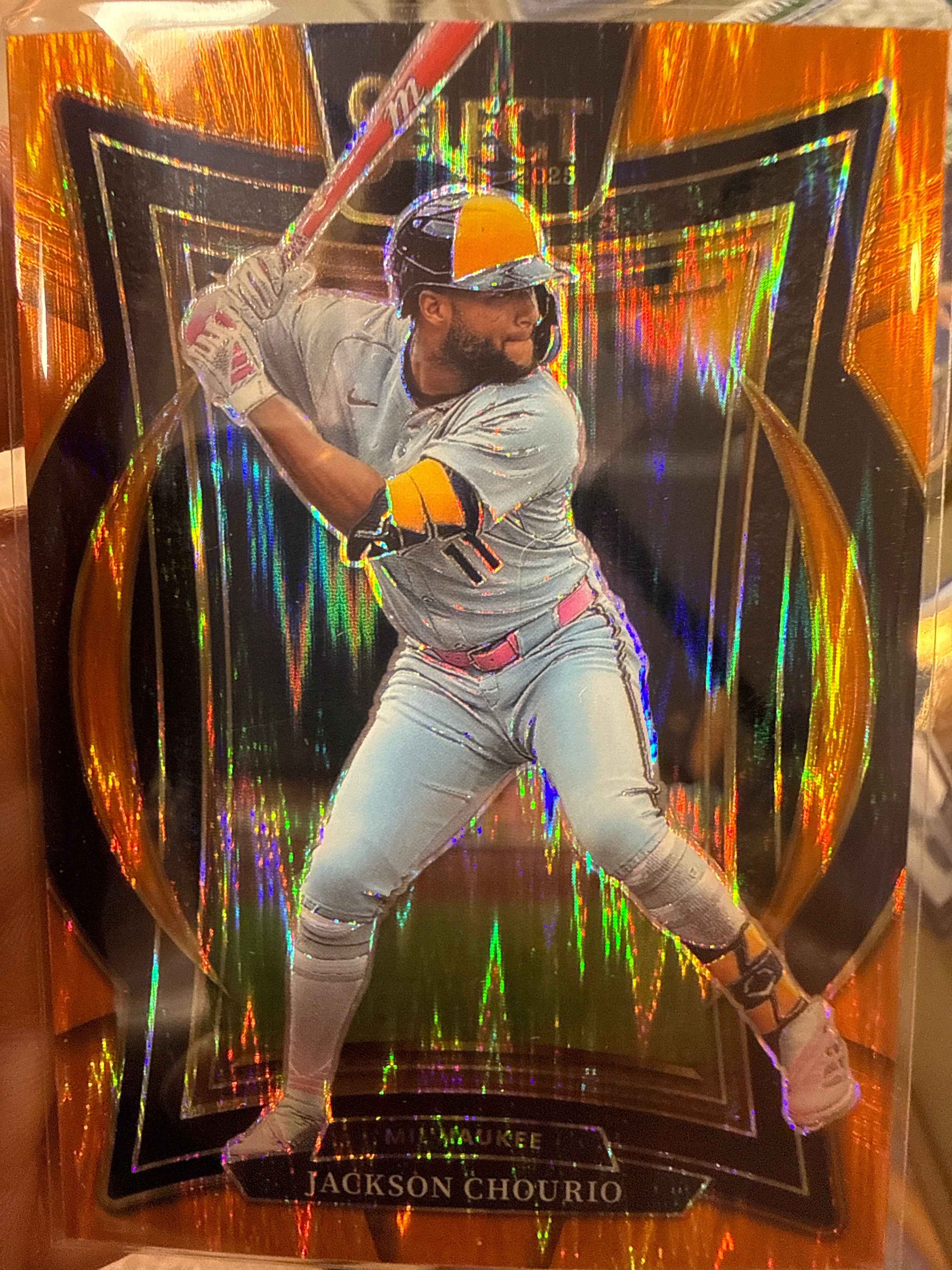 2025 Jackson Chourio #90 Orange Flash Parallel - Milwaukee Brewers