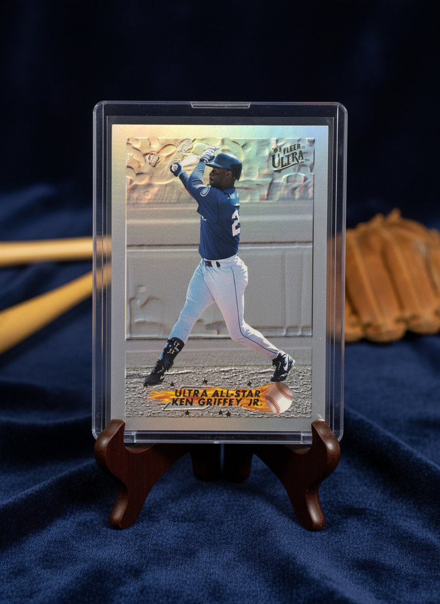 1993 Fleer Ultra Ken Griffey Jr. card in collector's display