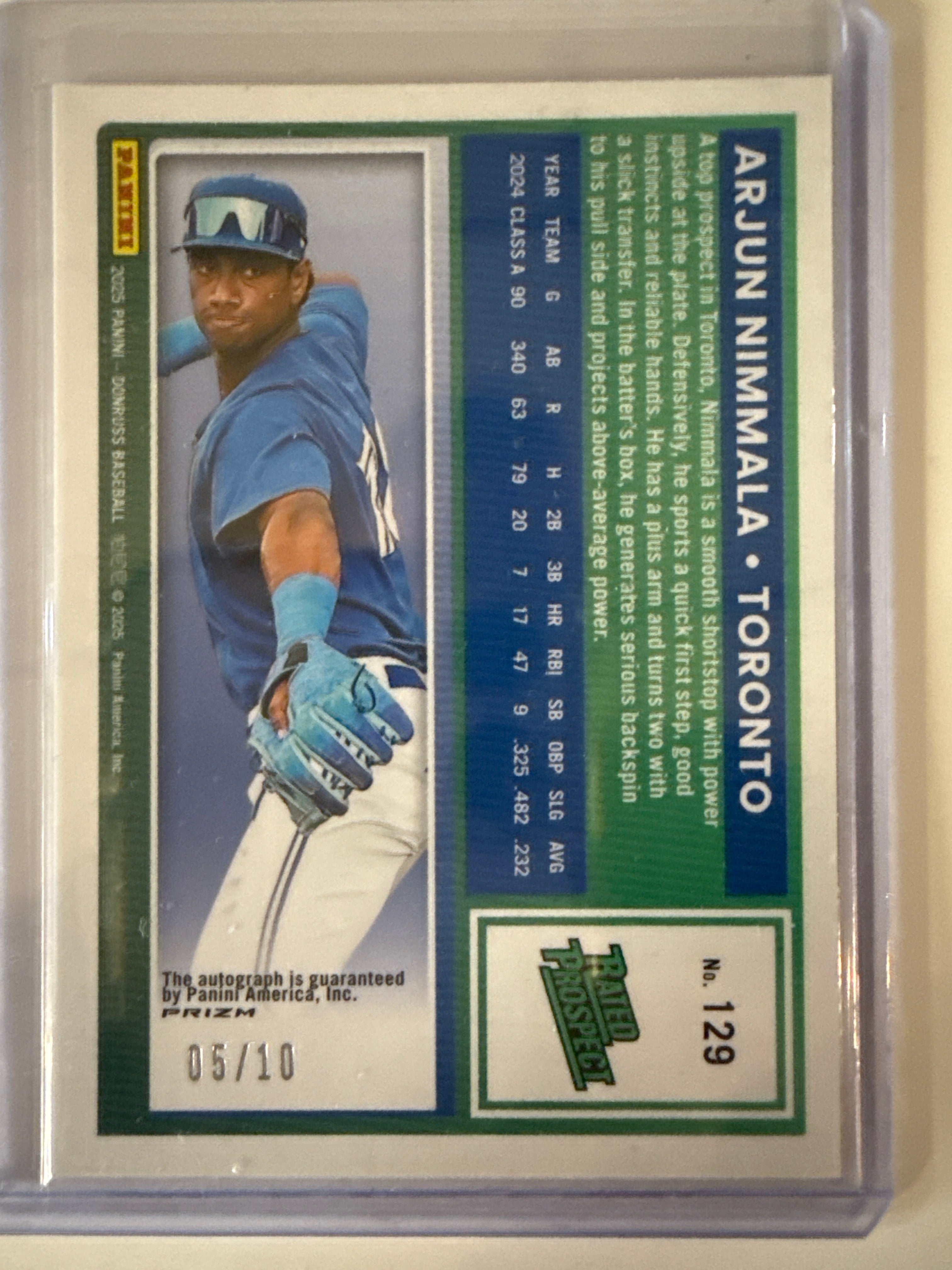 Arjun Nimmala 05/10 super low number On Card Autograph