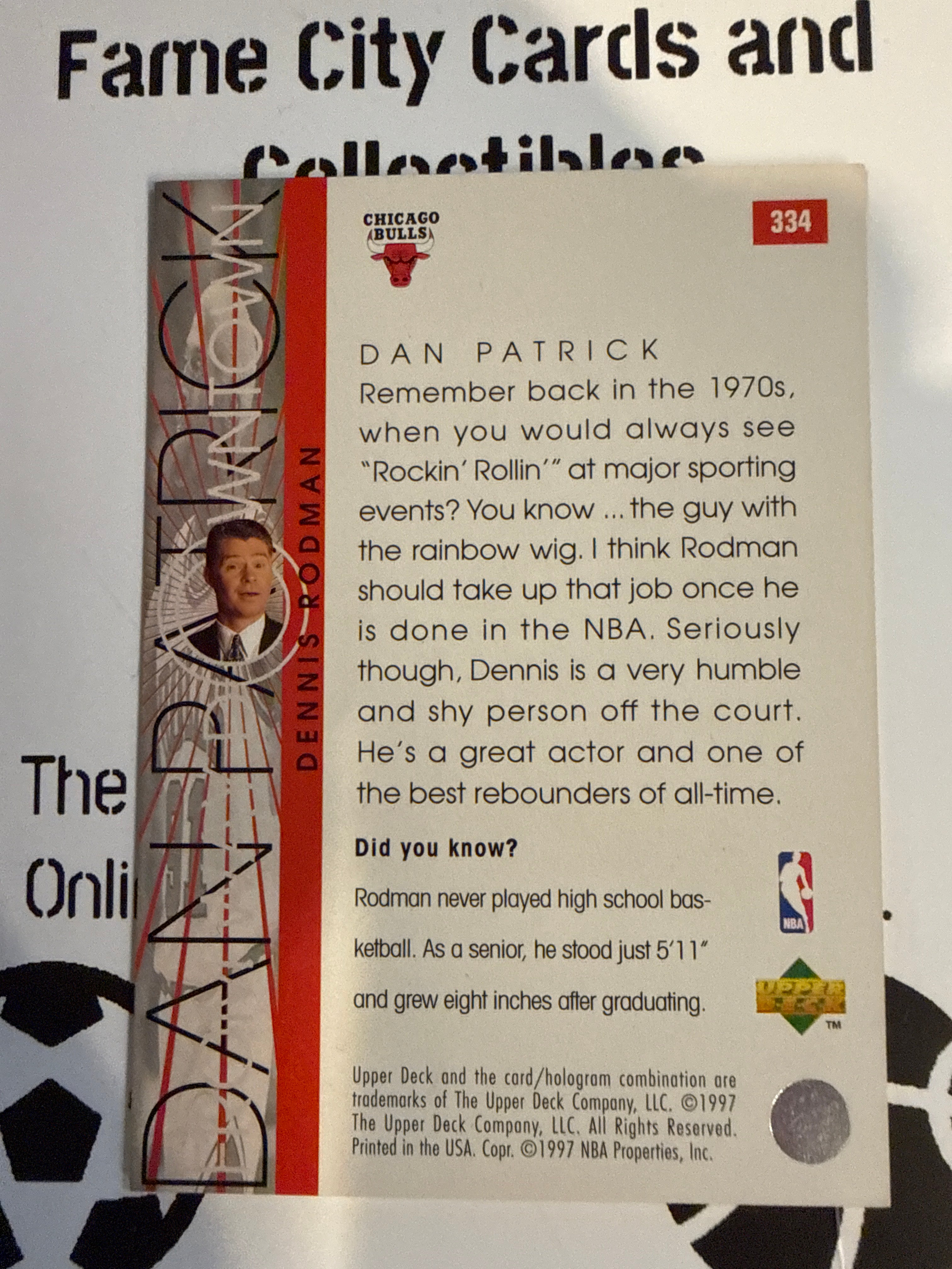 1997 Upper Deck Dennis Rodman #334