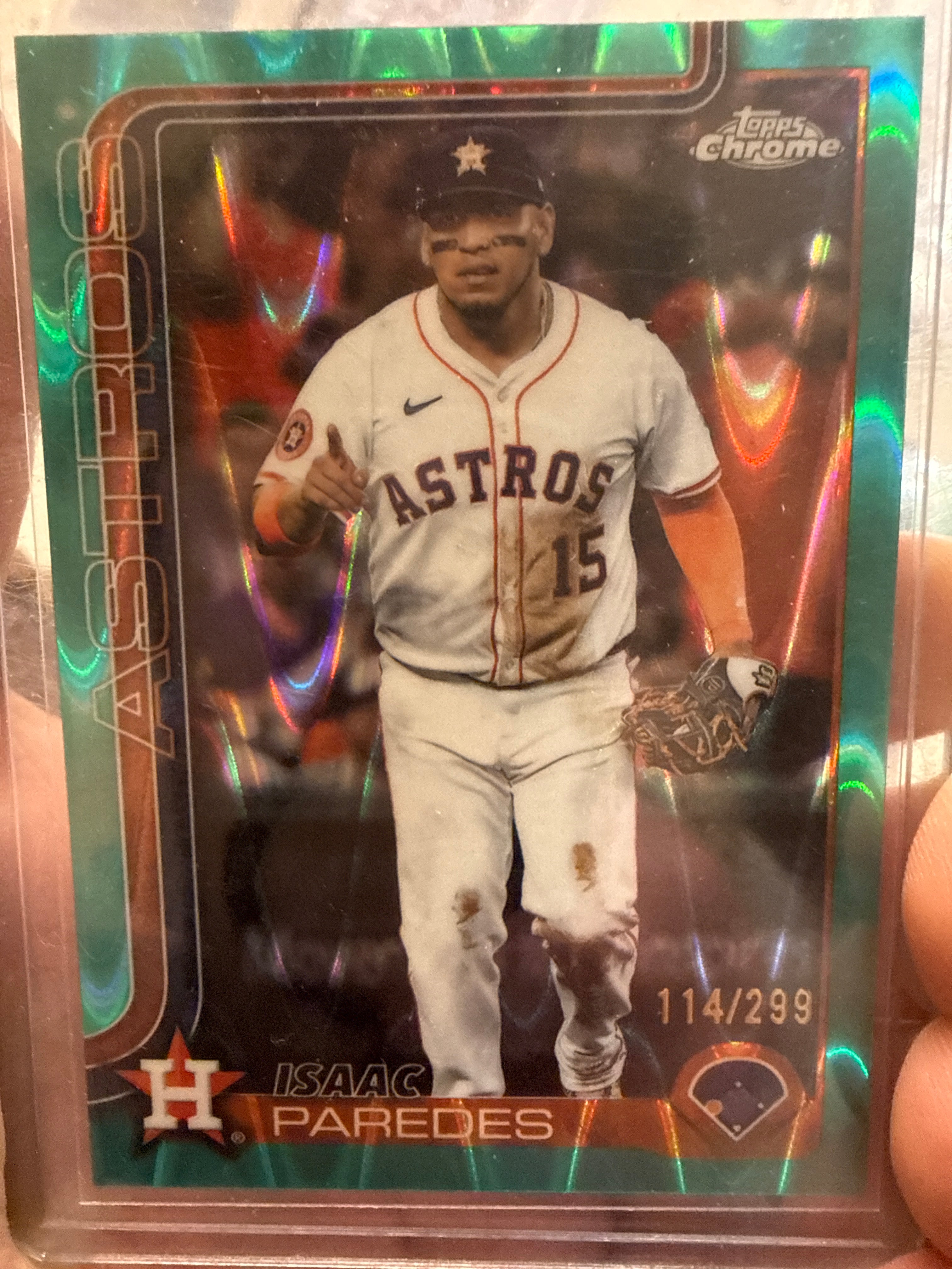 2025 Topps Chrome Update Isaac Paredes #USC29 Aqua Wave /299