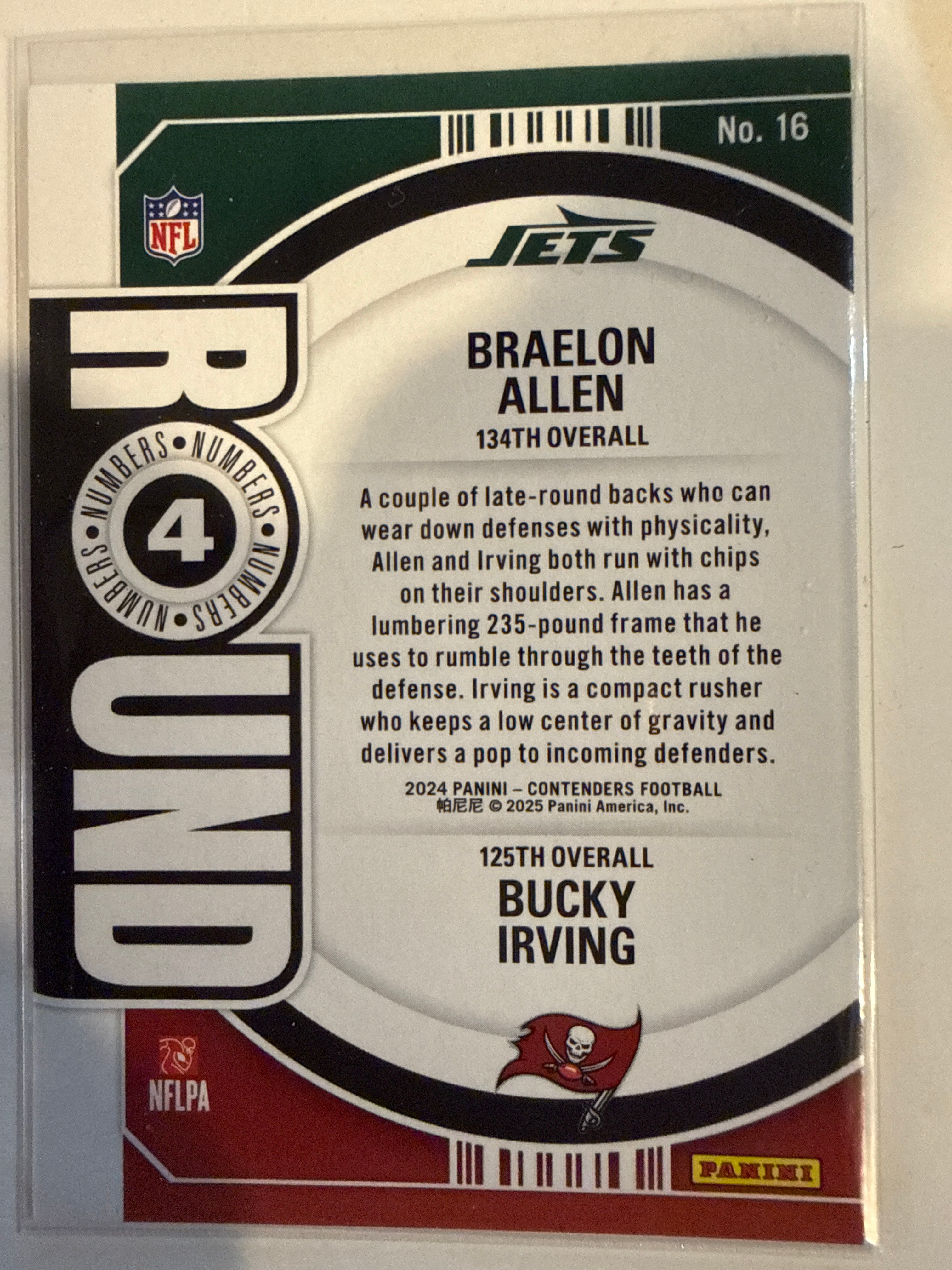 2024 Braylon Allen & Bucky Irving Round Numbers Dual Rookie - Panini Contenders