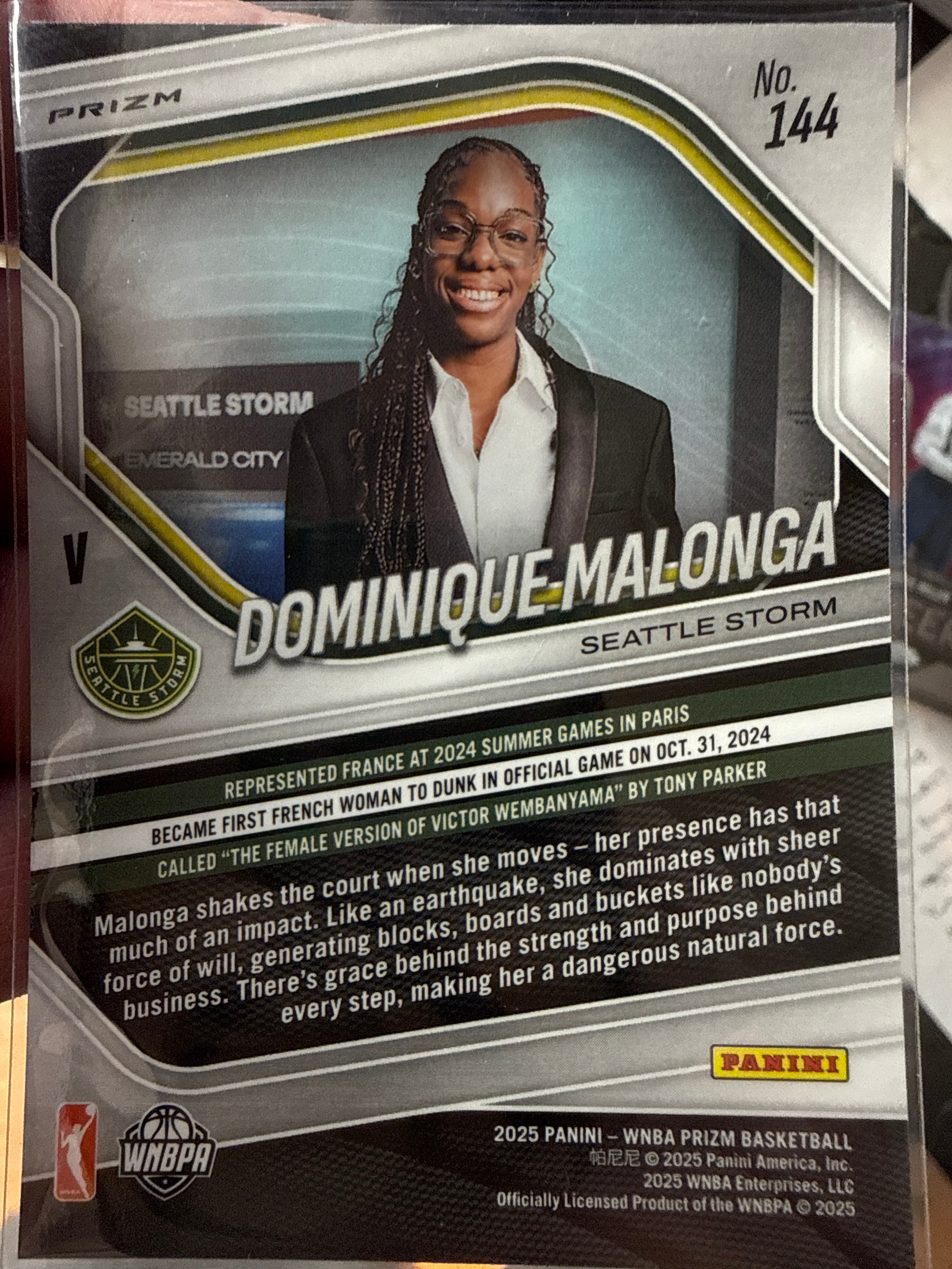 Dominique Malonga 2025 Panini Prism WNBA Rookie Card #144 - Seattle Storm