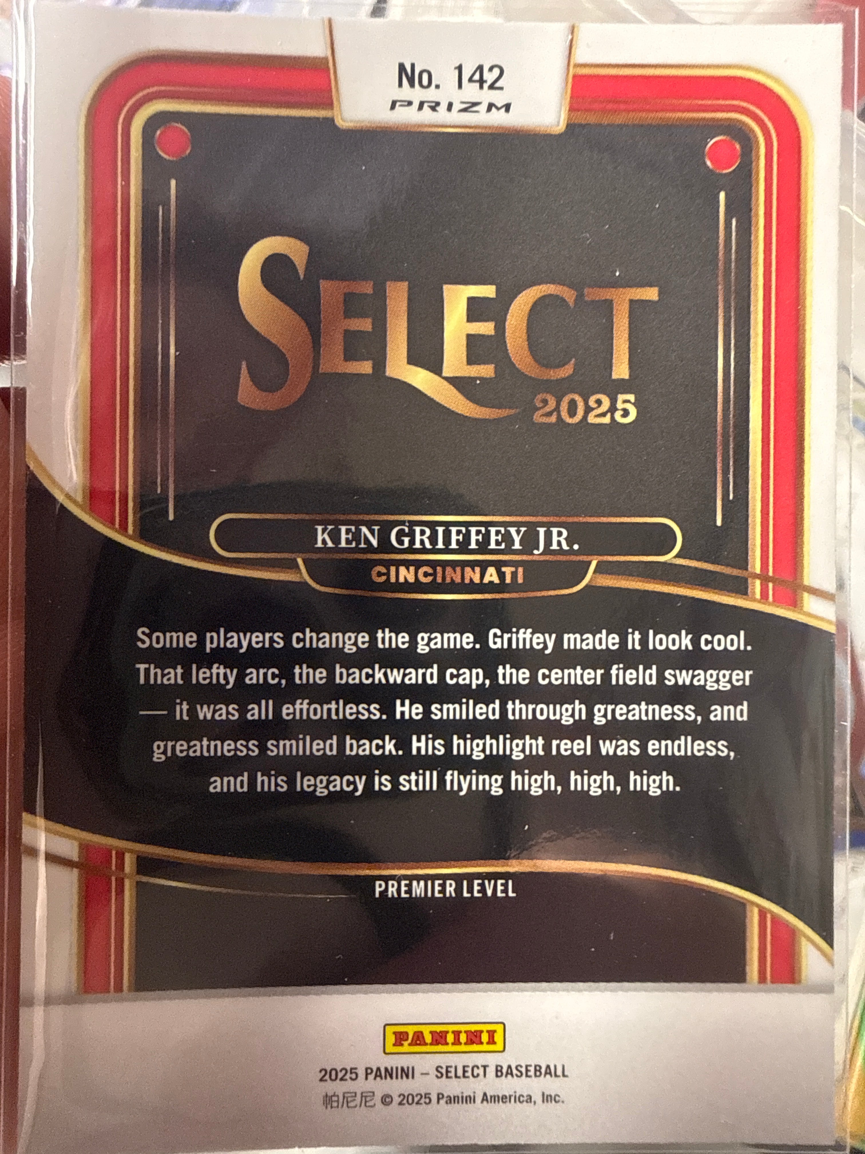 2025 Panini Select #142 Ken Griffey Jr. Premier Level Prizm