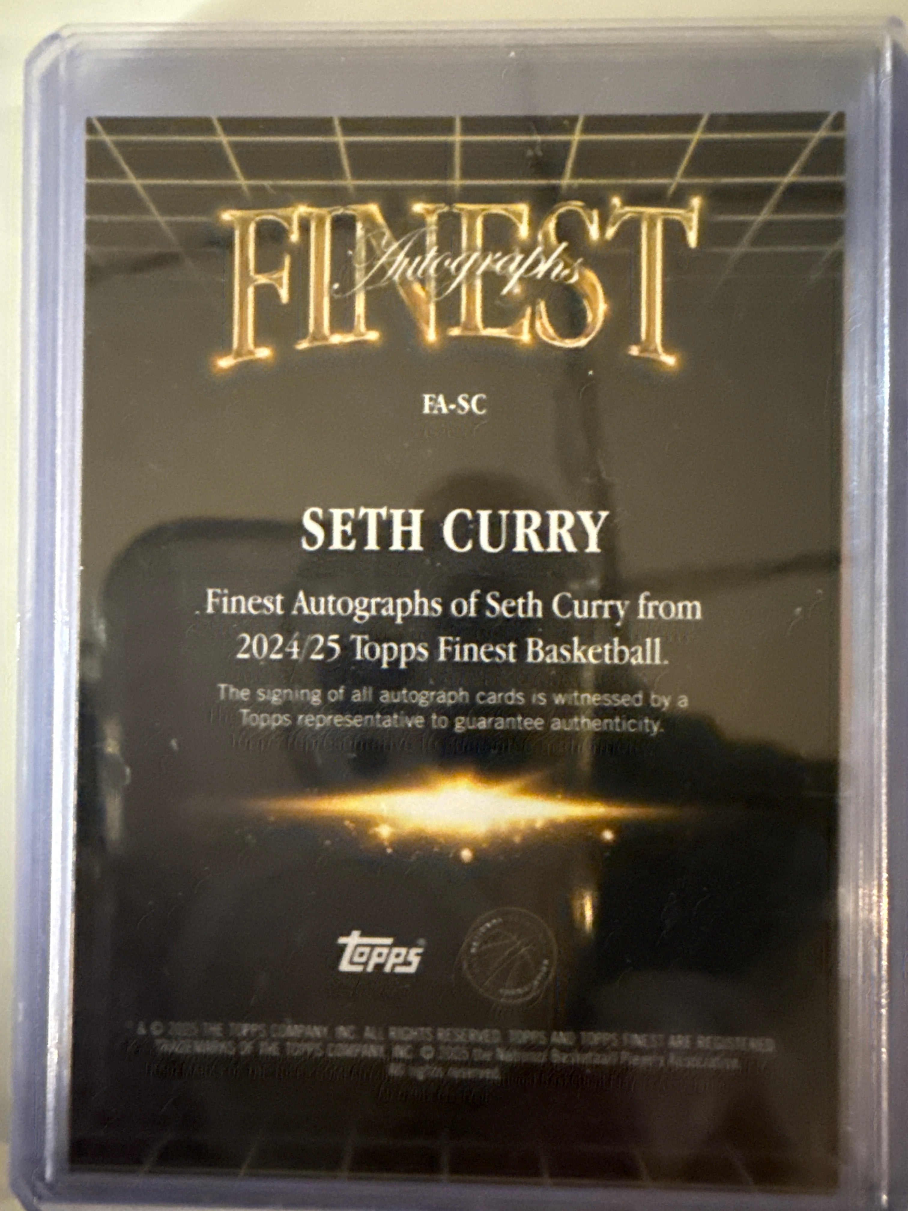 2025 Topps Finest Black Diamond Seth Curry On-Card Auto /25 #13 – F-A-SC