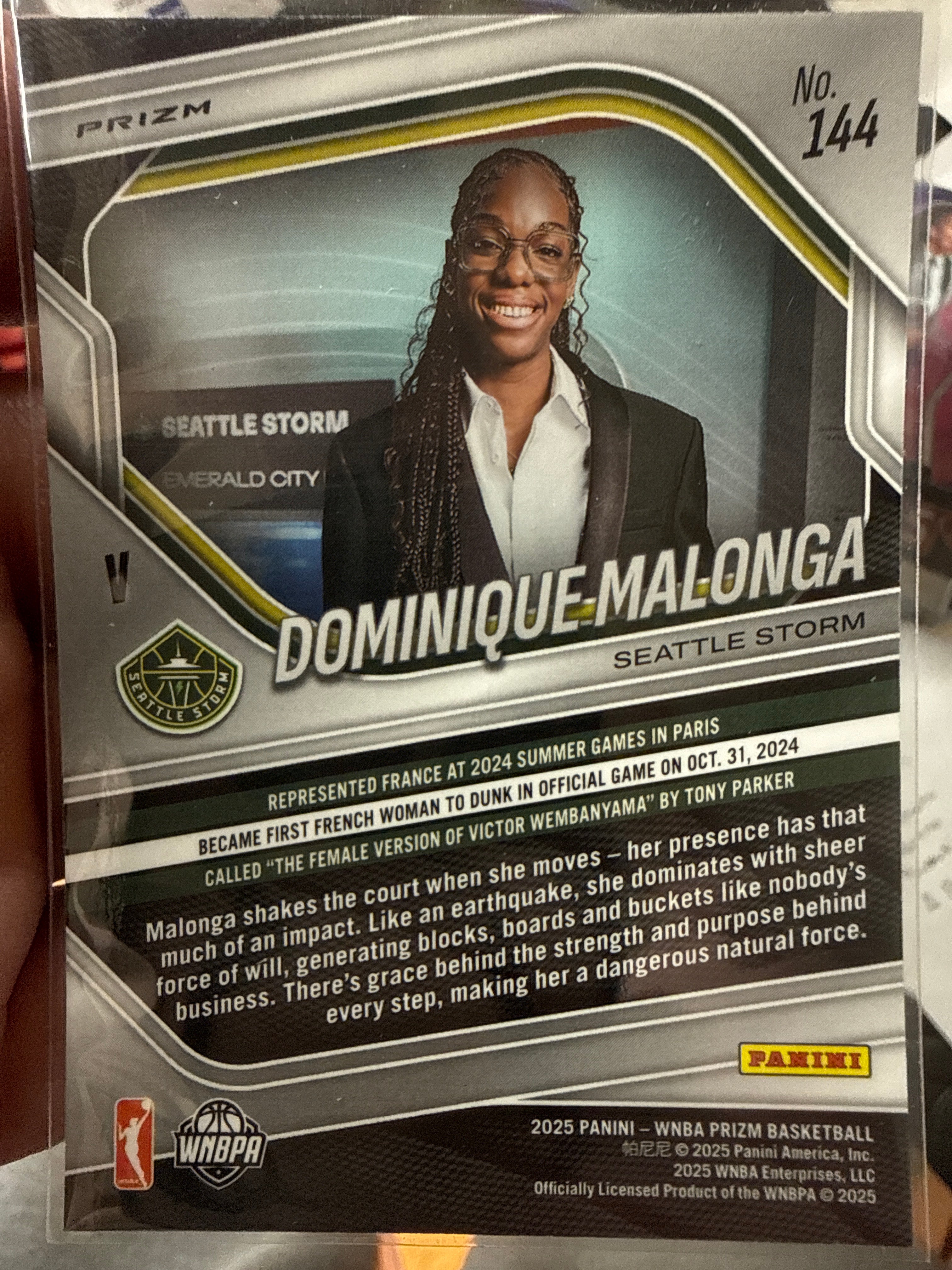 Dominique Malonga 2025 Panini Prism WNBA Rookie Card #144 - Seattle Storm