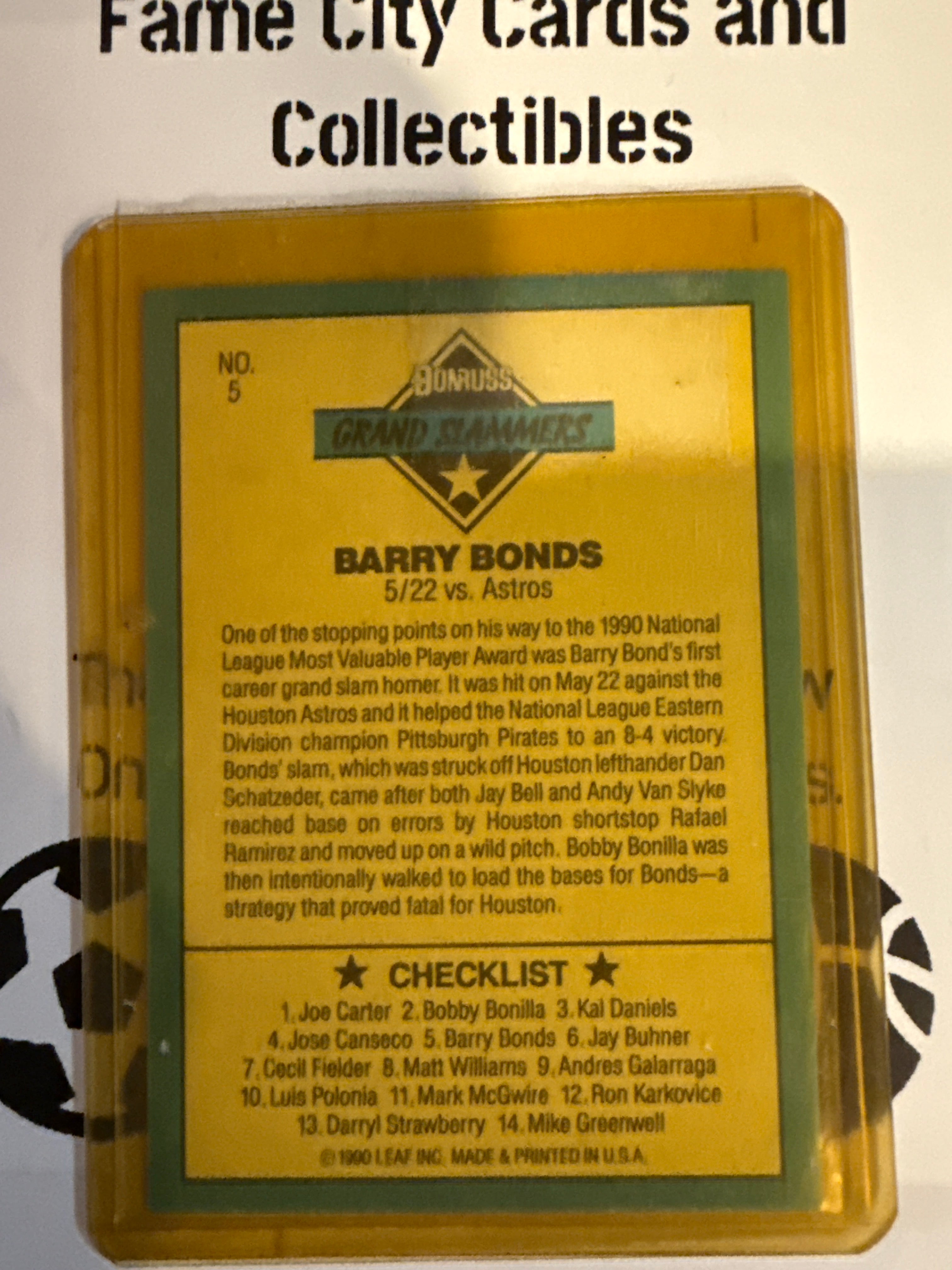 1990 Leaf Barry Bonds #5