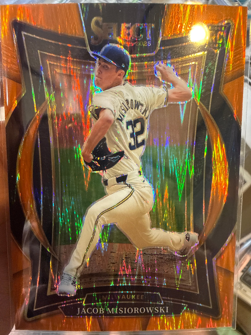 2025 Jacob Misiorowski #79 Orange Flash Parallel - Milwaukee Brewers Rookie