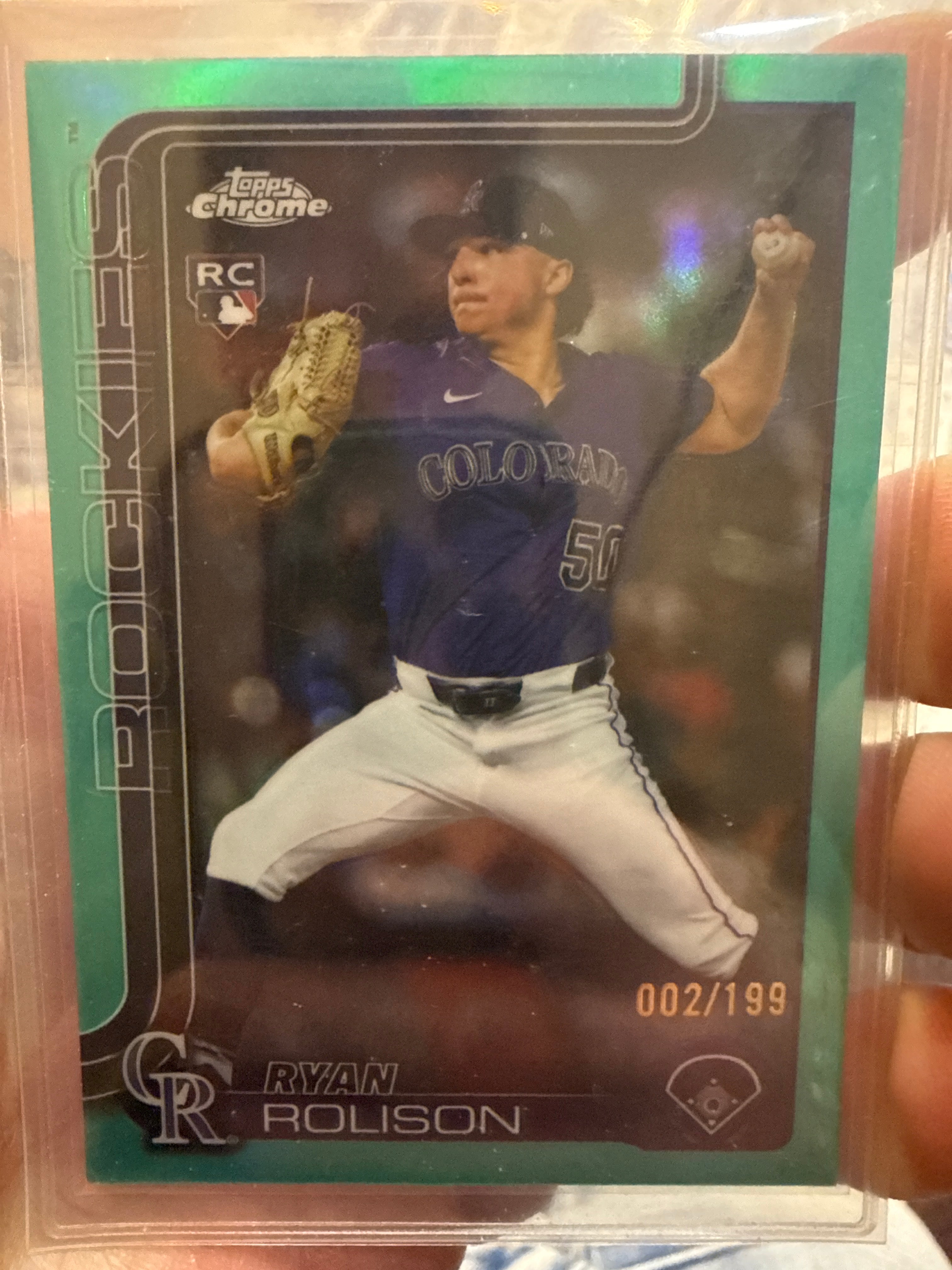 2025 Topps Chrome Update Ryan Rollison #USC123 Aqua Refractor RC /199