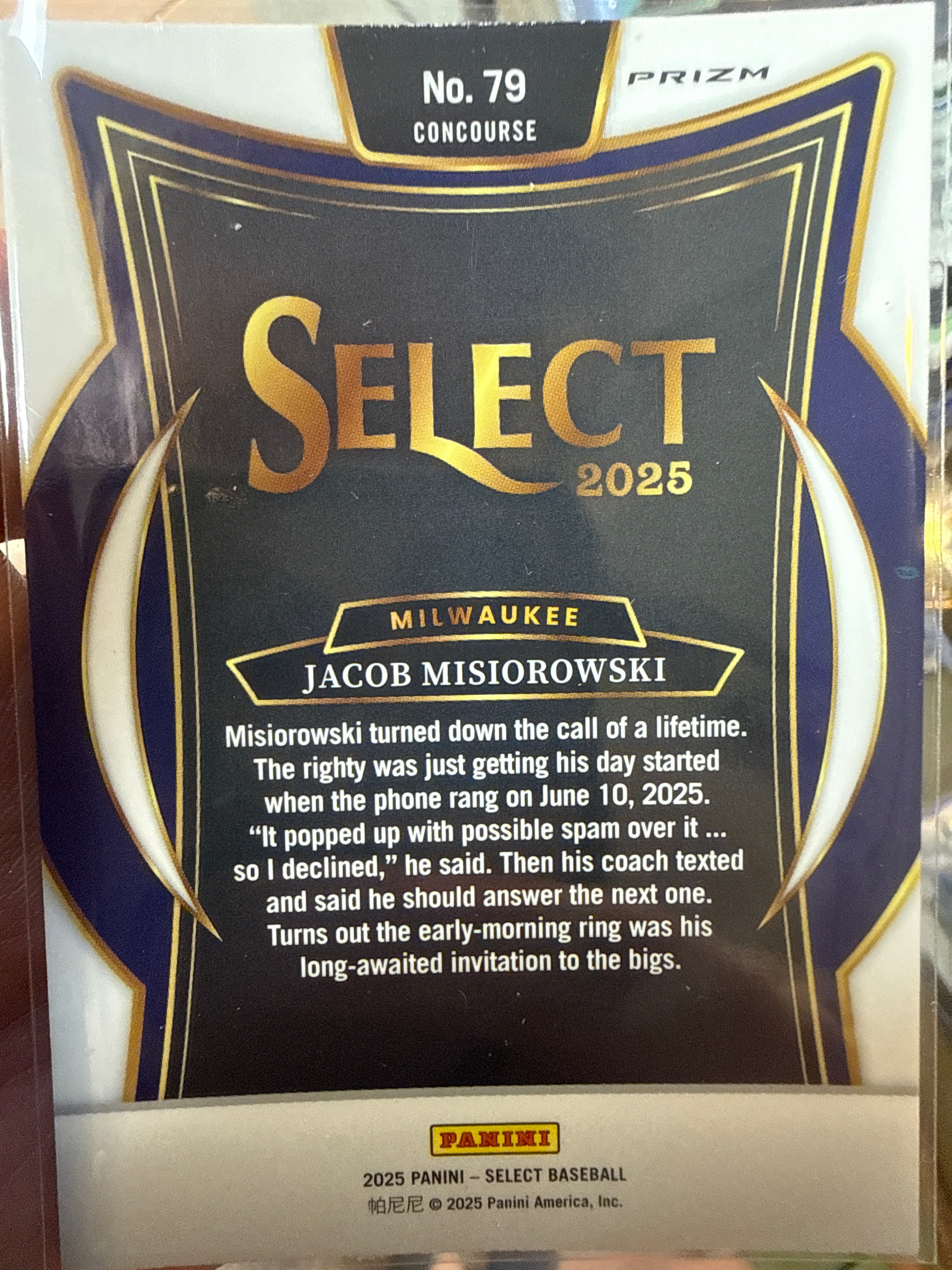 2025 Jacob Misiorowski #79 Orange Flash Parallel - Milwaukee Brewers Rookie