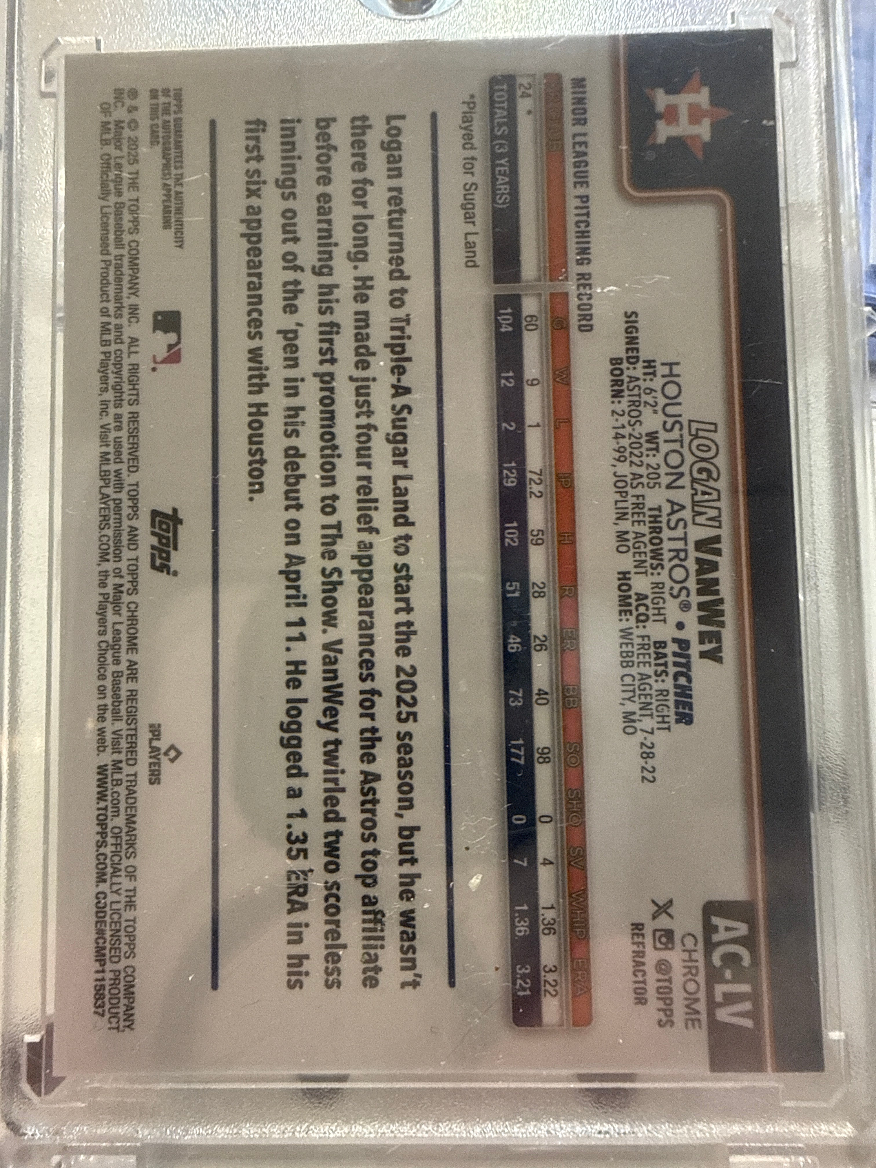 2025 Topps Chrome Logan Van Way Rookie Autograph Refractor #AC-LV /499