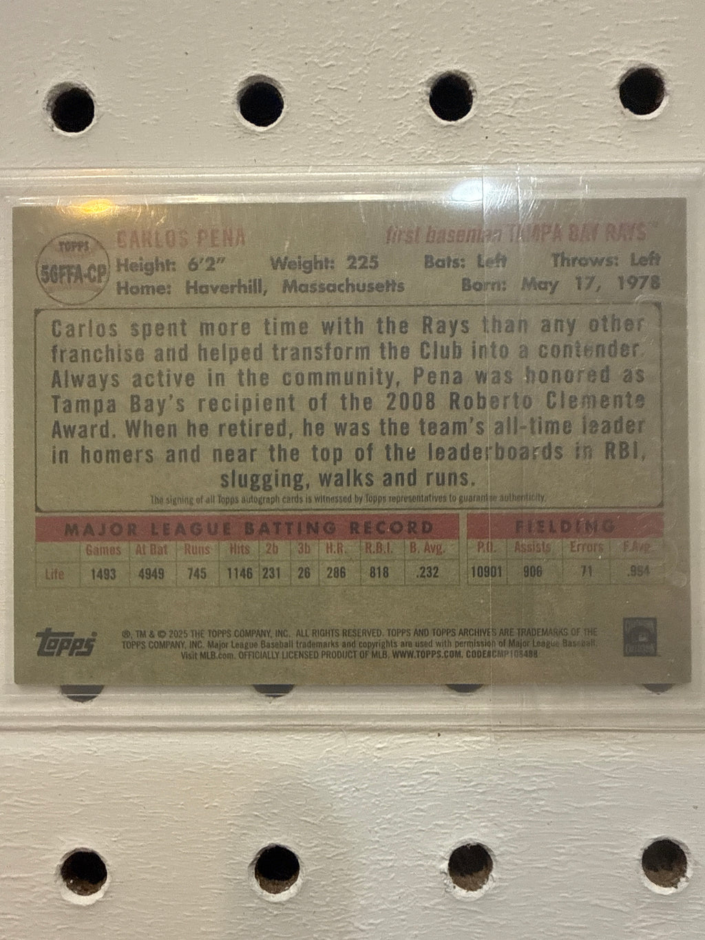 2005 Topps Archives Carlos Peña Fan Favorite Autograph #56FFA-CP - Devil Rays