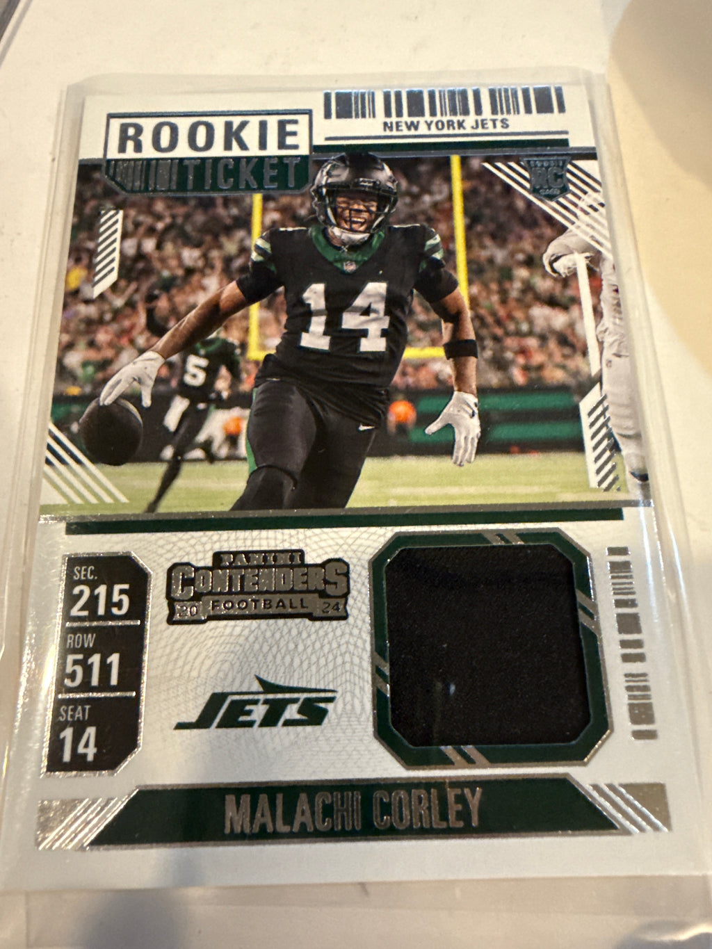 2024 Malachi Corley Rookie Ticket Stub Patch card #RTS-MCY - NY Jets