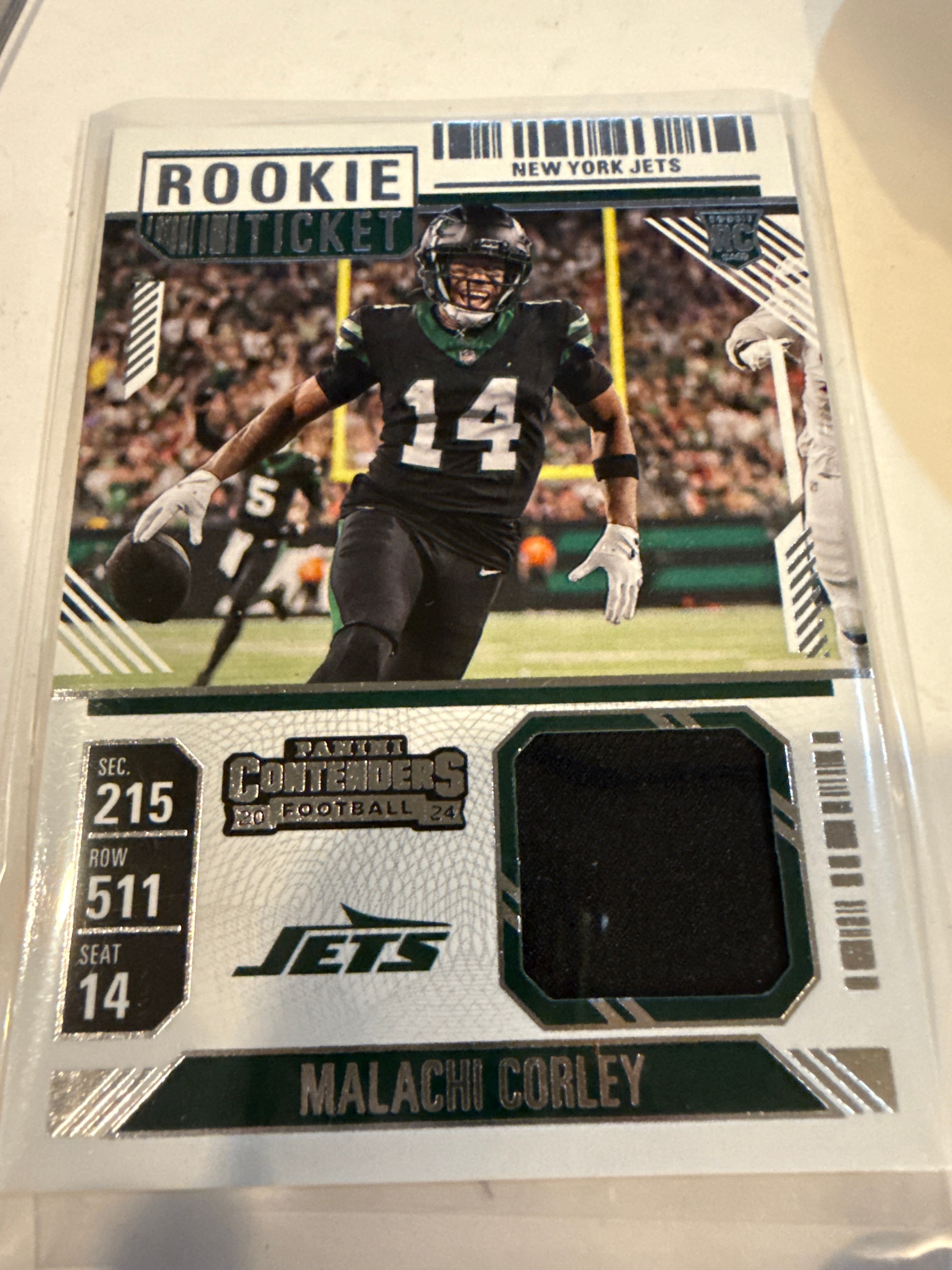 2024 Malachi Corley Rookie Ticket Stub Patch card #RTS-MCY - NY Jets
