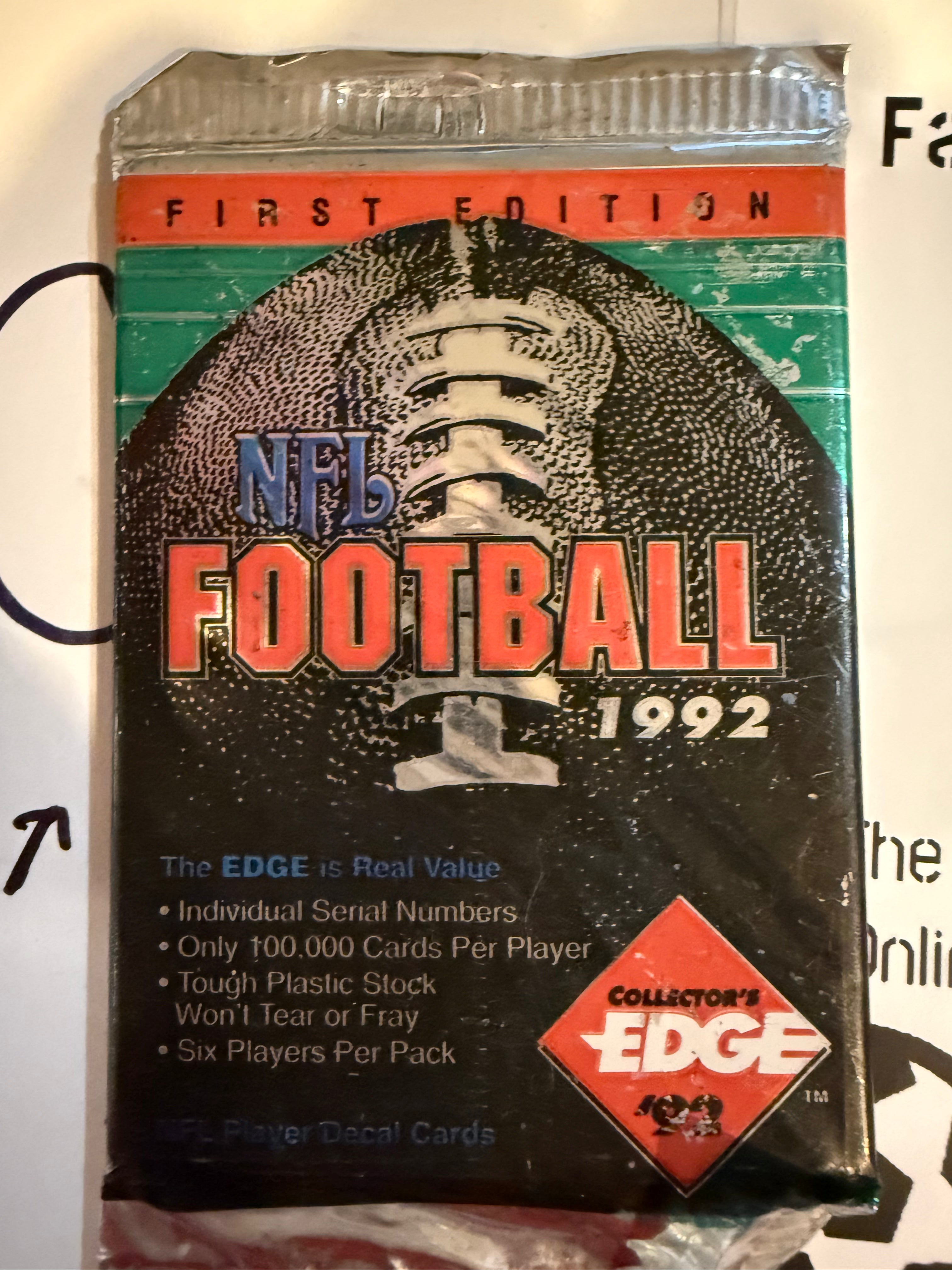 1992 Collectors Edge Football Cards factory sealed pack