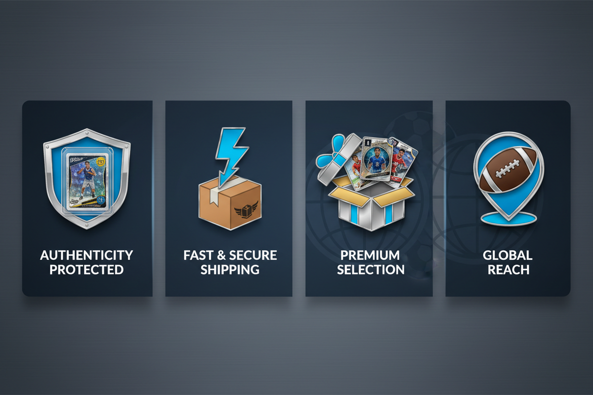 🛡️ Hall-of-Fame Protection
Every card is sleeved & top-loaded.

⚡ Fast Shipping
Most orders ship within 1–2 business days.

🎁 Loaded Mystery Packs
No junk-only filler. Real collector value.

🏈 Canton-Based Brand
Collector-owned, not corporate.